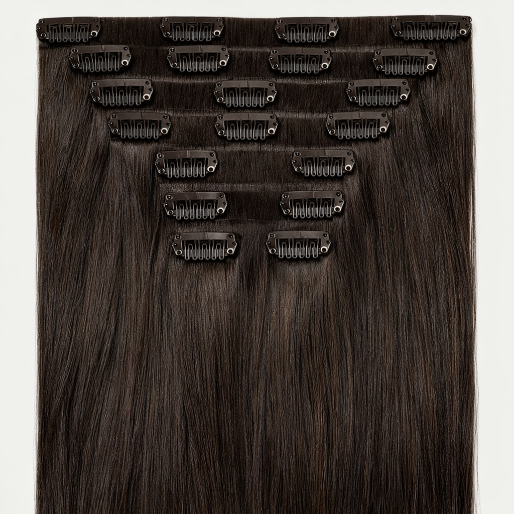 20" Soft Noir Invisible Clip-In Hair Extensions (160g)