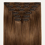 20" Caramel Brunette Invisible  Clip-In Hair Extensions (160g)